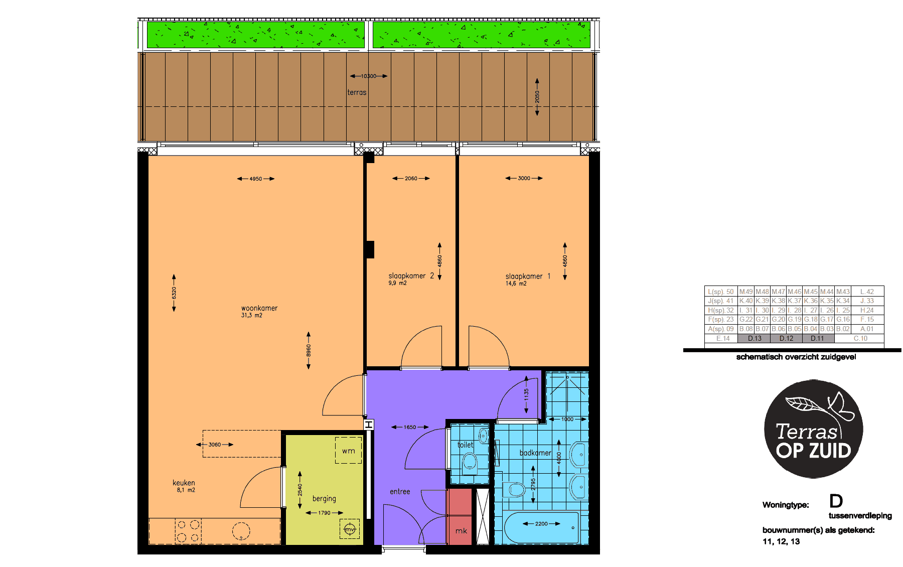 Kleurplattegrond woning TYPE D