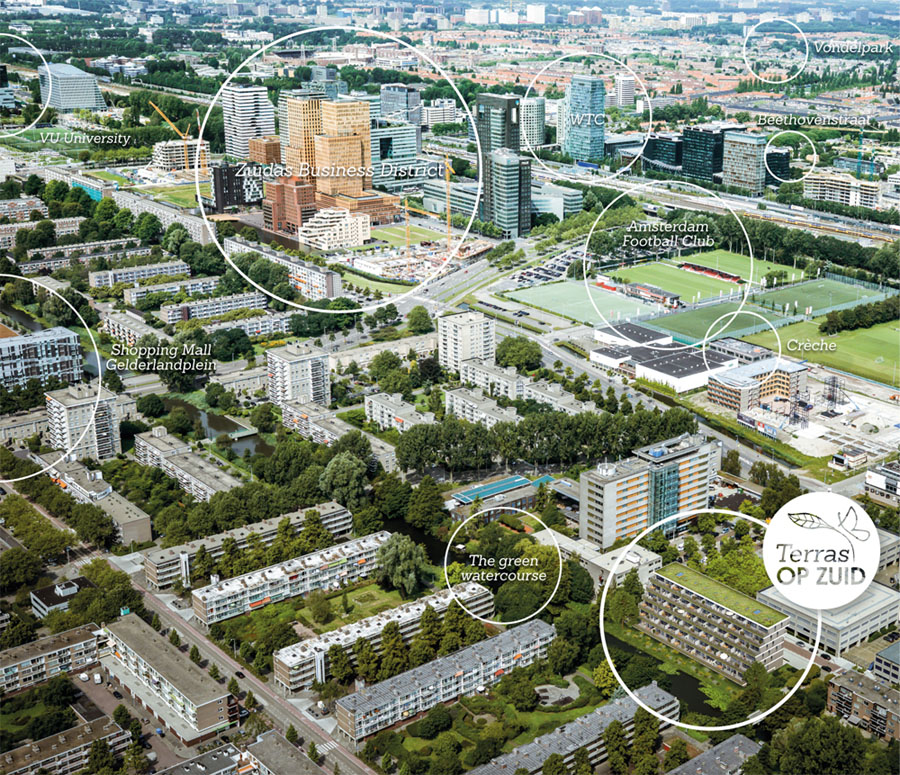 Terras OP ZUID: 50 terrace apartments near the Zuidas business district in Amsterdam, NOW FOR SALE